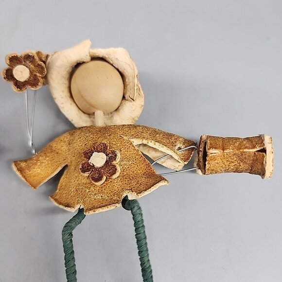 Orange Peel Shelf Sitters Ten Thousand Villages Set Of  2 Wizard And Gardener - Picture 4 of 5